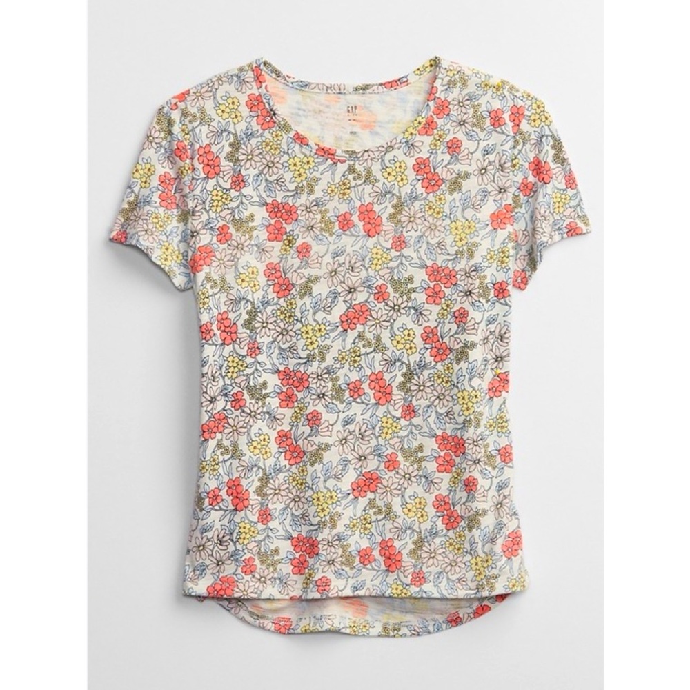 Gap Kids Multicolor Floral Short Sleeve Graphic Shirt Girls Size XL 12